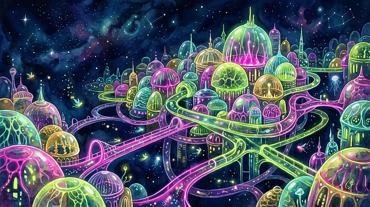 Glowing caves of the Gelatinous Galaxy